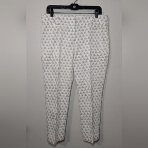 Loft Marisa Riviera Cropped Skinny Pants White Tan Cotton Stretch Women's Size 8